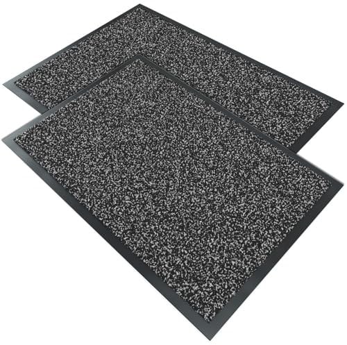 VOUNOT® 2 Pezzi Zerbino Ingresso Casa da Esterno, Tappeto Entrata Interno, Resistente Sporco, Antiscivolo e Essorbente, 40x60 cm, Antracite Scuro
