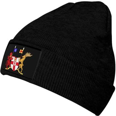 Beanie Mütze Wappen Von Nordirland Schwarz Strickmütze Unisex Beanie Hat Weich Cuffed Hats Für Running Camping Wandern