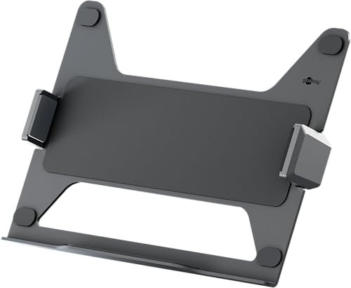 goobay Deluxe - Supporto per computer portatile da 11,6 a 17,3, max. 9 kg, per montaggio su un supporto monitor, VESA 75/100 mm, colore: Nero 70818