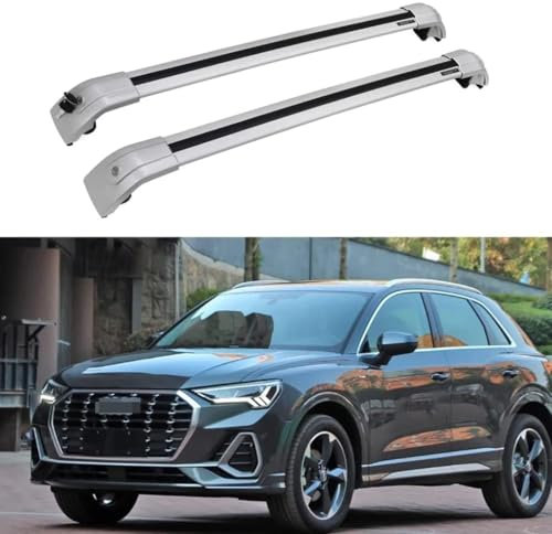 MEDAPI Auto Dachträger für Audi Q3 SUV 2019 2020 2021, Aluminium verstellbare Auto Dachgepäckträger Querträger Relingträger Gepäckablage ZubehöR