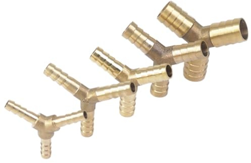 BONZEA Raccords de connecteur d'épissure de coupleur en laiton à 3 voies, 5 pièces, tuyau en Y, barbe I/D 3/4/5/6/7/8/10/12mm(4mm)