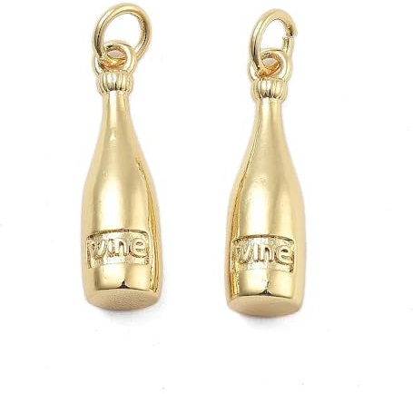 KitBeads 20Pcs Champagne Bottle Charms 18K Gold Plated Brass Drink Alcoho Bottle Charms for Jewellery Making Necklaces Bracelets Earrings Crafts
