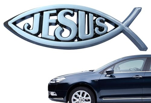 Jesus-Fisch-Aufkleber - Jesus-Fisch-Auto-Emblem | 3D JESUS Christus Fisch Für Auto Motorrad | Kunststoff Jesus Ichthys Fisch Autoaufkleber, Autoaufkleber Aus Acryl, Religiöse Wiederverwendbare Au