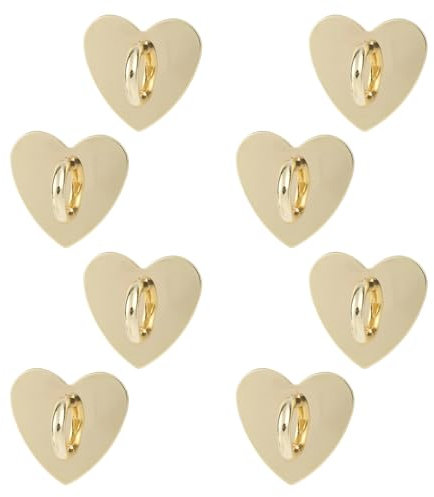 8pcs Cell Phone Ring Holder, Cute Heart Phone Charm Hooks Adhesive Smartphone Finger Ring Stand Sticky Metal Loop Grip for Cellphone Case Pad Tablet DIY Accessories (Gold)