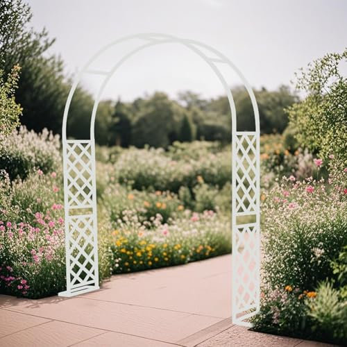 Arco de Jardín, Pérgolas y Soporte para Rosales Plantas Trepadoras, Estructura Impermeable Ancho 200 240 260 310 140 180 350 330 cm, Interior/Exterior Arcos para Eventos(Blanco,WxH 280x240cm)