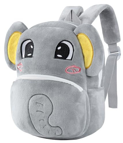 HAHASHOW 3D Tier Rucksack Kindergarten Plüsch Mini Kindergarten Rucksack für jungen mädchen – Leichter Schulranzen für Kindergarten, Reisen & Outdoor, Elefant