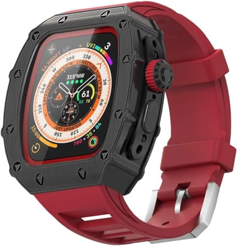 EKSIL Cinturino sportivo in gomma per Apple Watch Ultra 2 Ultra serie 8, con cassa in lega robusta, kit mod per orologio sportivo, accessori di ricambio da 49 mm, For Ultra 2, Agata