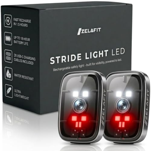 ZelaFit Running Lights for Runners - LED Rechargeable Clip On Torch - Lightweight, Water-Resistant Running Vest Light and Body Torch for Night Visibility (2)