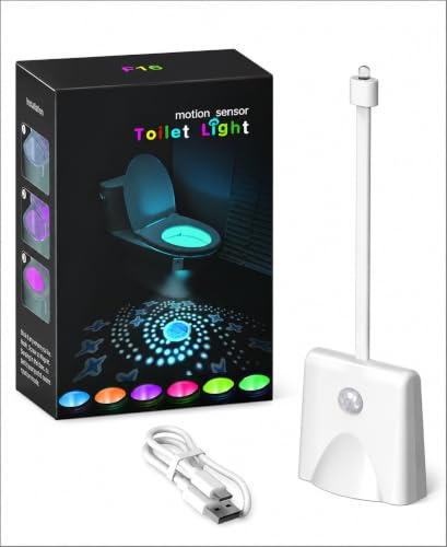 ProBytes Toilet Bowl 16 Colors LED Night Light Motion Activated Seat Sensor Lamp Bathroom (USB-C Toilet Light - 1 Piece)