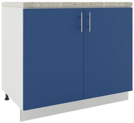 JD Greta Adjustable Kitchen Sink Base Unit - 1000mm - Sink Cabinet with Doors & Worktop - Navy Matt