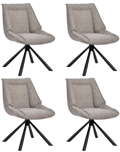 Duhome 4er Set Esszimmerstuhl Chenille Schminktischstuhl 180° Drehbar Automatische Rückstellfunktion Lounge Stuhl Modern für Wohnzimmer Schlafzimmer Büro, Grau