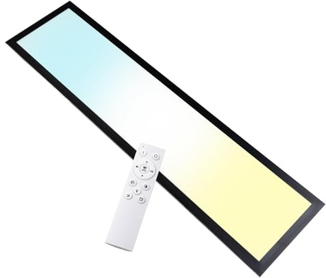 LUXULA LED Panel 80x20cm Schwarz, 40W 4400lm, 3000K-6500K dimmbar | dimmbar mit Fernbedienung, UGR<19 blendfrei, Deckenpanel, Deckenleuchte flach, Deckenlampe lang, Bürolampe