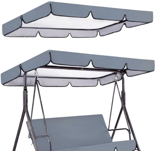 GORGECRAFT Cubierta de Repuesto para Columpio de Jardín de 195x125cm Gris para 3 plazas para Patio Porche Columpio Cubierta Superior de Tela Oxford 210D Impermeable para Hamacas Muebles Café