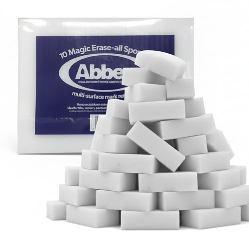 Abbey 90 White Magic Eraser Sponge for Cleaning – Cleaning Melamine Sponges for Stain & Mark Removal – Magic Eraser Sponge for Walls, Kitchens, Bathrooms, Paint Eraser -Dust Sponge 9.9x6x2.5cm