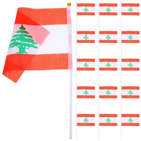 HOMSFOU 20 Drapeaux Libanais Portables en Polyester Petit Format pour Célébrations et Manifestations Patriotiques