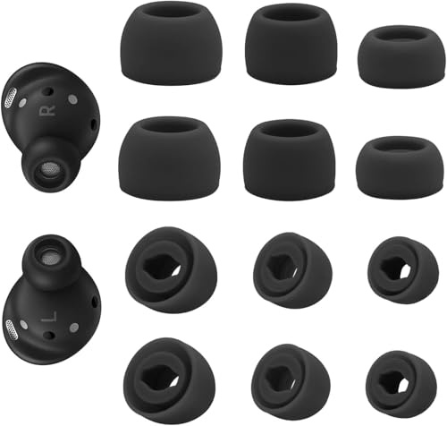 6 Pairs Replacement Eartips for Samsung Galaxy Buds Pro Headphones, Silicone Tips Earbuds Eartips Set, L/M/S Earplug Replacement Accessories (Black)