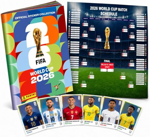 Panini WM 2026 Sticker & Album Set - Weltmeisterschaft 2026 - Fußball - mit Album & Spielplan (Sammelalbum)