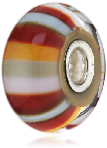 Trollbeads Damen-Bead Erdbeer Streifen Glas 925 Sterling Silber TGLBE-10153