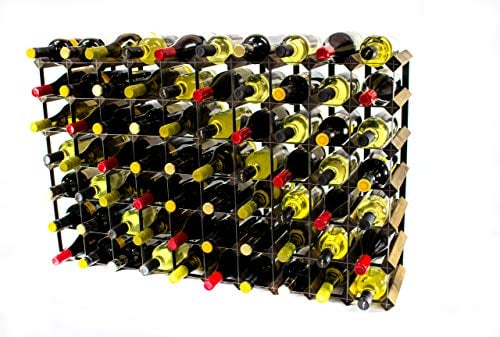 Cranville wine racks Madera Classic Nogal 70 Botella y Vino del Metal Negro en Rack ya montado
