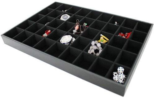 Vorlagebrett Schmuckkasten Schmucklade Schmuckdisplay Schaukasten schwarz (mit 45 Fächer)