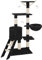 tectake® Arbol Rascador para Gatos, Rascador 144cm, Caseta, Varias Alturas, 3 Ratones de Juguete, Nido, Protección Antivuelco, Estructura Robusta, Rascador Gato, Juguetes para Gatos - Negro