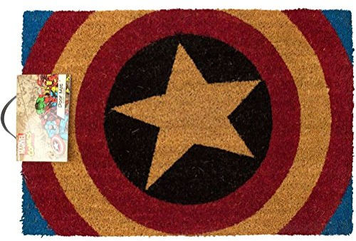 Pyramid International GP85031 Captain America (Shield) Fussmatte, Coconut with Rubber Bottom, Mehrfarbig, 60 x 1,5 x 40 cm