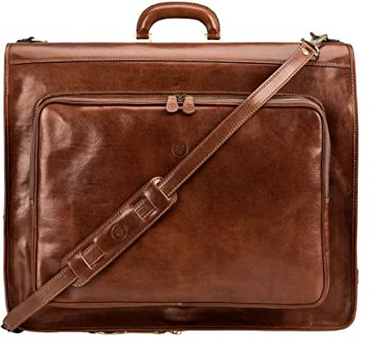 Maxwell-Scott Hochwertige Herren Leder Anzugtasche Rovello in Cognac Braun