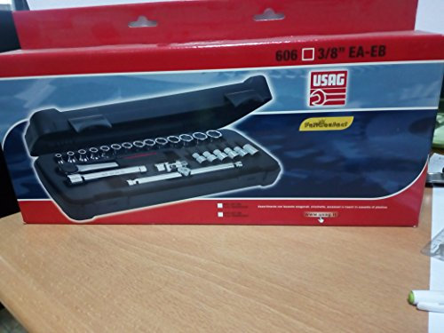 USAG 606 1/4 AK - Assortimento con cricchetto 1/4 in cassetta di ABS con bussole esagonali (14 pz) 06060003