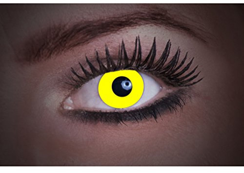 Eyecatcher Flash Yellow Color Fun, farbige UV-Kontaktlinsen / Motivlinsen, leuchten bei Schwarzlicht, 1er Pack (1 x 2 Stück)