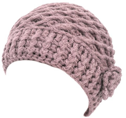 Damenmützen Strickmütze Pudelmütze mit Blume Wintermützen (Beige)