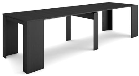 Skraut Home | Ausziehbarertisch | Multifunktionaler ausziehbarer | 300 | Für 14 Gäste | Esszimmertische | Moderner Stil | Schwarz