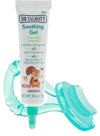 Dr. Talbot's Gel per dentizione naturale con spazzolino da denti massaggiante in silicone, 15 g, senza benzocaina