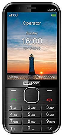 Maxcom Mobiltelefon Seniorenhandy Bluetooth 3,2 Zoll Display 5MP Kamera FM Radio und Taschenlampe Schwarz MM330 3G