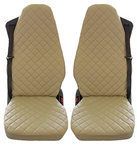 TEXMAR LTD LKW-Sitzbezüge, ECO-Leder, Beige, 2 Stück