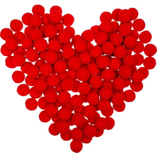 Sumind 100 Stück Pom Poms für Weihnachten Dekorationen, Rot, 2,5 cm | Fluffy und Weiche Bälle, Für Weihnachtsdeko, Kunsthandwerk und DIY, Für Festliche Dekorationen
