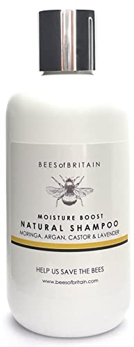 99% Natürlich SHAMPOO - RIZIN, ARGAN, MORINGA & LAVANDEL - 250ml von BEES of BRITAIN Ohne Sulfat, Ohne Parabene. pH 5,5 Neutral. Wir Spenden 5% Unseres Gewinns, um Bienen und Bestäuber zu Retten.