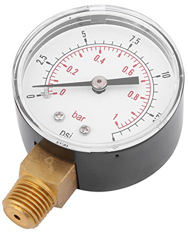 Meiyya Mini Low Pressure Gauge, 0-15 psi/0-1 bar, Dual Scale Measurement, BSPT Thread, Wide Application, Compact and Portable, Stable Performance
