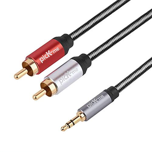 Oluote Câble RCA Jack 3.5mm vers 2 RCA Mâle Câble TRS 3,5MM Mâle à Double RAC Mâle Câble Y Auxiliaire Audio Stéréo pour Contrôleur DJ,Chaîne Hi-FI,Téléviseur,Home Cinéma, Smartphone (5M)