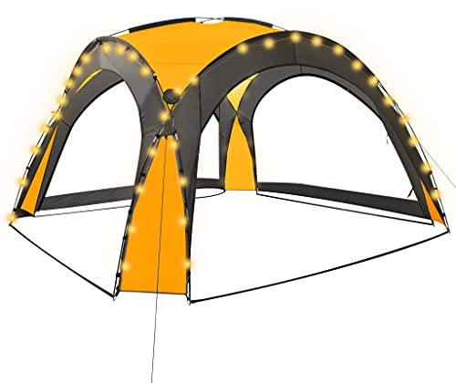 vidaXL Partyzelt mit LED 4 Seitenwänden UV-beständig Solar Garten Pavillon Gartenzelt Festzelt Gartenpavillon Camping 3,6x3,6x2,3m Gelb
