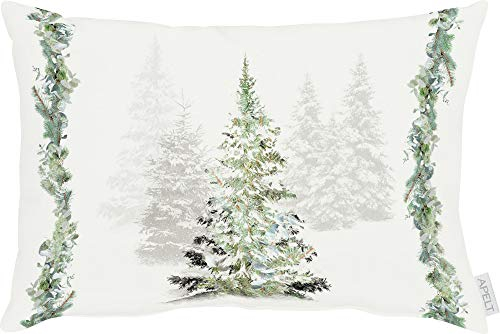APELT Kissen Winterwelt, gefüllt Natur-grün Größe 35x45 cm
