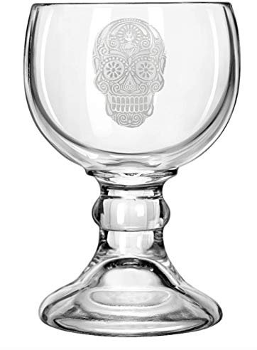 Amehla Schooner Biergläser-Set, 600 ml, großes Margarita-Glas, großes Bierglas im Kelch-Stil für Coronarita, Fischglasgläser für Getränke oder Garnelen-Cocktails, 2er-Set (Totenkopf)