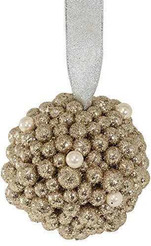 Boston International Weihnachtsbaumschmuck, 10,2 cm, Goldfarbene Glitzer-Kugel.