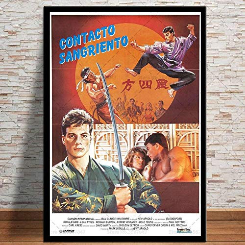 Ling88 Bilder,Poster,Kunstdrucke,Kunstplakat, Bloodsport 1988 Klassischer Film Leinwandmalerei Retro Wandbilder Drucke, Für Wohnzimmer Home Decor, Coole Poster Für Männer,Wanddeko_40X60Cm
