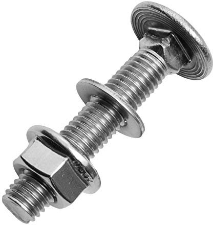 Schlossschrauben M5x20/20 mm mit Flanschmuttern & Unterlegscheiben M5 aus Edelstahl A2 (5 Stück) | Flachrundschrauben - Sechskantmuttern mit Flansch - Beilagscheiben von MESAROS®