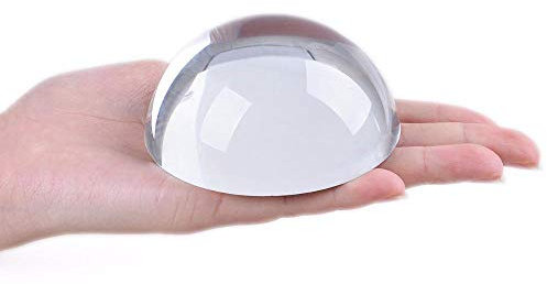 QJZM Big Magnifying Glass Paperweight Dome Magnifiers Semi Crystal Ball 80mm Half Sphere Ball