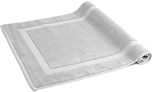 herzbach home Badvorleger 100% Baumwolle | Duschvorleger | 1.000 g/m² | Saugfähig | Waschbar (Silbergrau, 50 x 80 cm)
