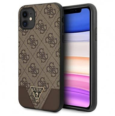 Guess GUHCN61PU4GHBR Hülle für iPhone 11 6,1 braun 4G Triangle Collection