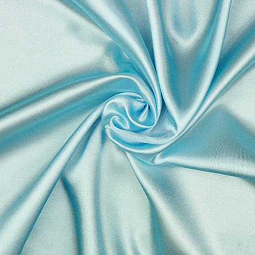 Hans-Textil-Shop Stoff Meterware Uni Glanz Satin - 1 Meter, Deko, Bekleidung, Vorhänge, Karneval, Fasching (Hellblau)