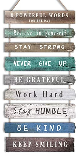Inspirational Wall Art Decor for Office, Wooden Rustic Hanging Motivational Wall Art Decoration Sign, Inspiring Positive Quotes Wall Art for Home Living Room Bedroom Bathroom Classroom Gym 12x24