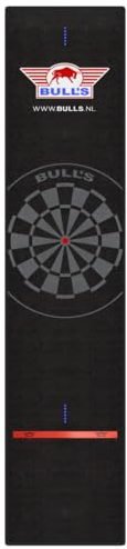 BULL'S Profi Teppich Darts Matte - Schwarz-Schwarz + Oche 300x65cm - 100% Synthetisches Material